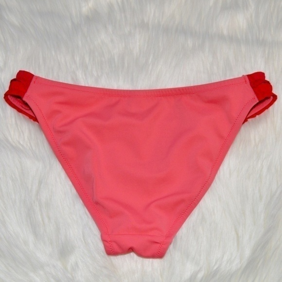 Victoria’s Secret Pink & Red Ruffle Bandeau Bikini XS Bottom‎ Medium Top Barbie - Picture 3 of 8